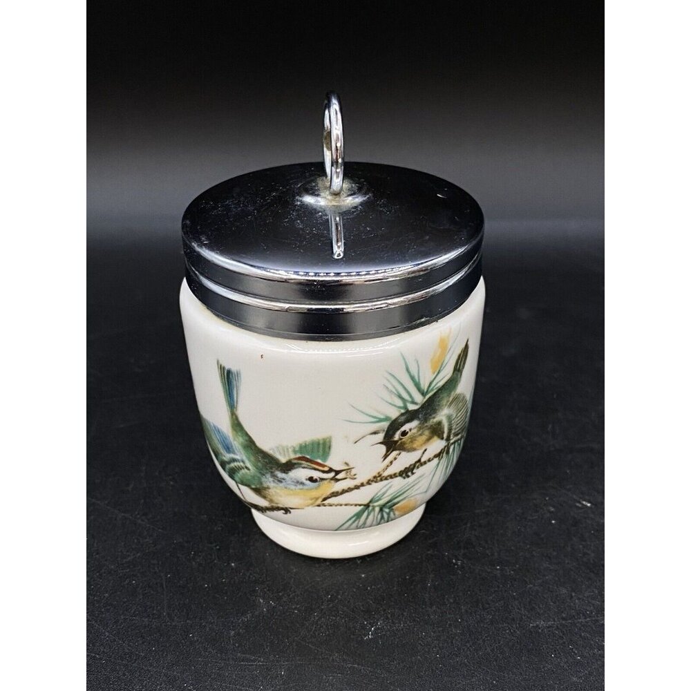 Royal Worcester Large Egg Coddler Birds Wren Finch Made in England